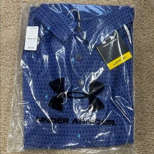 Under Armour Blue Polo Shirt with Flag Design